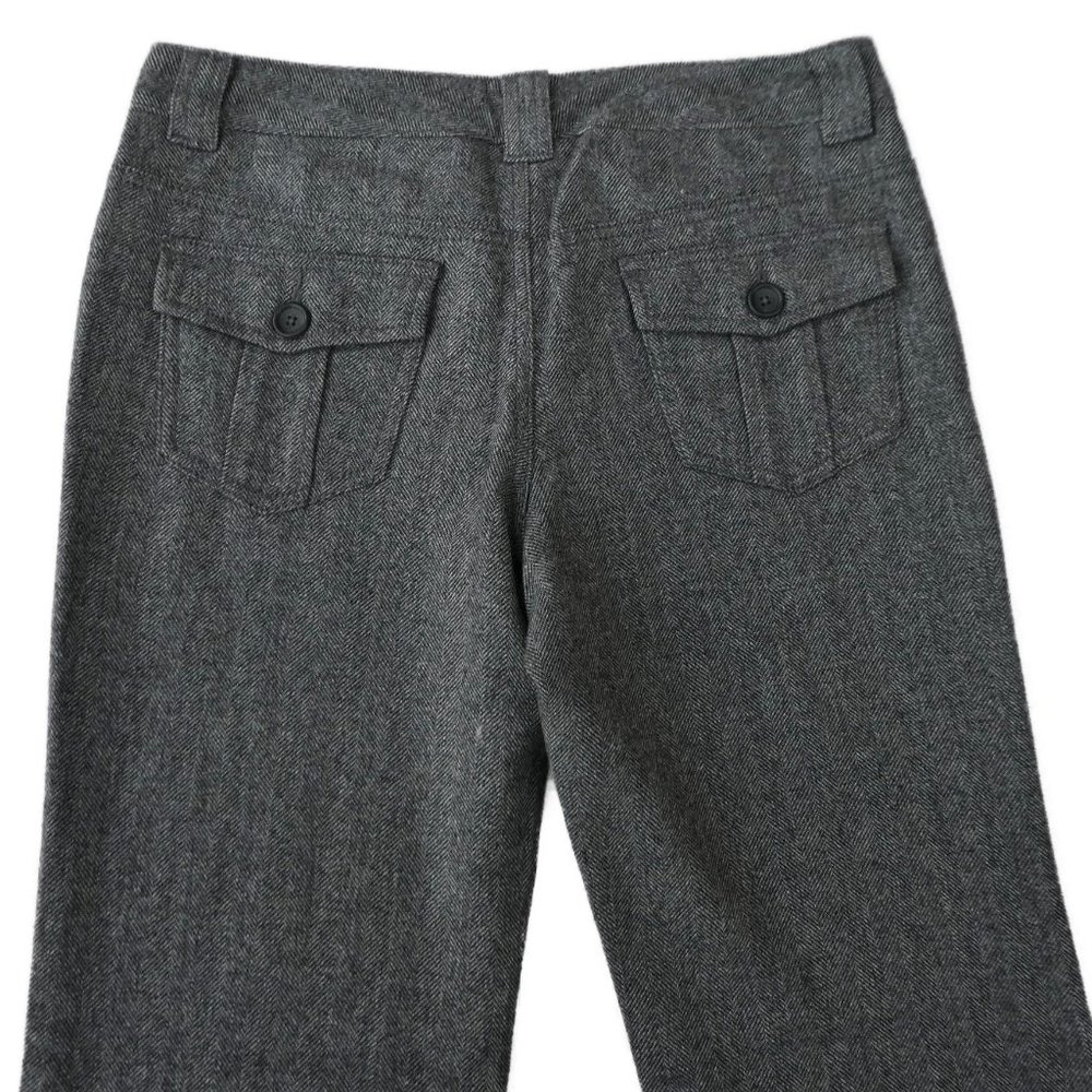 WooL Blend Banana Republic Trouser Pants Herringbone Lined Flare Leg Dark Grey 8